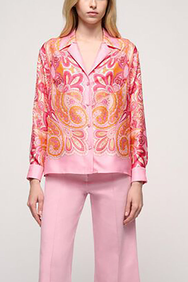 BERGAMOTTO SILK PAISLY PRINT BLOUSE