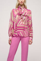 BERTINA SILK OPTICAL PRINT SHIRT