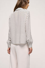 BIRILLO POLKA DOT RUFFLED SILK BLOUSE