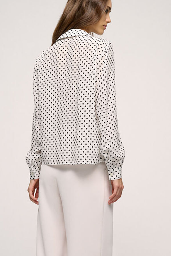 BIRILLO POLKA DOT RUFFLED SILK BLOUSE