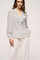 BIRILLO POLKA DOT RUFFLED SILK BLOUSE