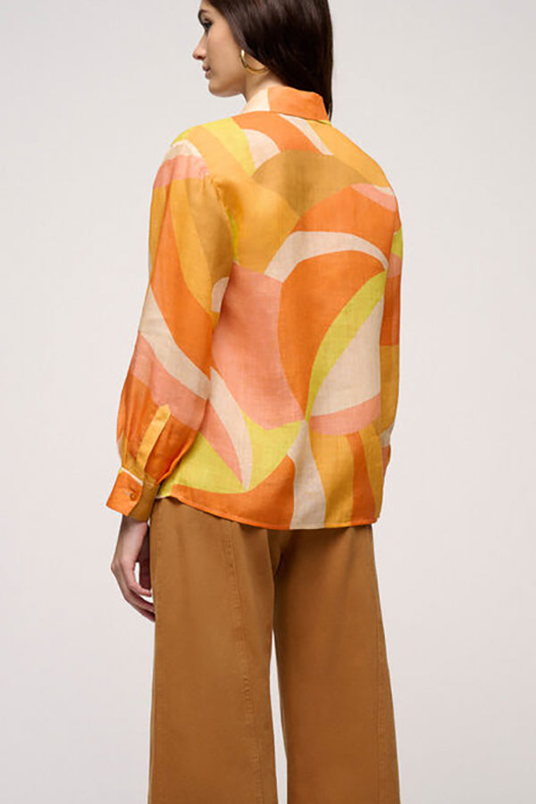 BOZZETTO ORANGE PRINTED RAMIE SHIRT