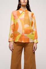 BOZZETTO ORANGE PRINTED RAMIE SHIRT