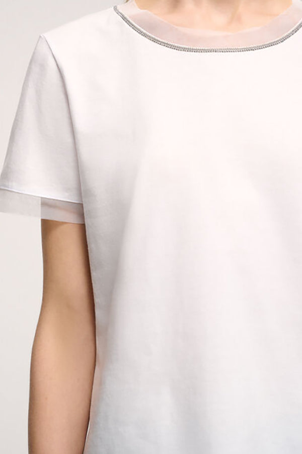 BRACCIANO WHITE SEMI-TRANSPARENT DETAILS TOP