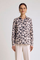 CAMEL TWO TONE GEOMETRIC PRINT SHIRT