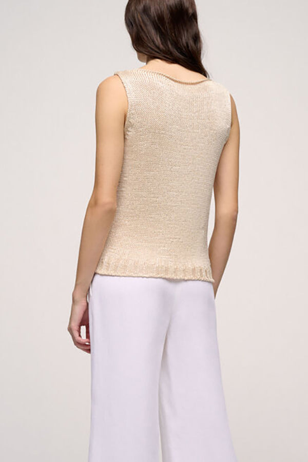 CARETTA BEIGE SLEEVELESS KNIT TOP