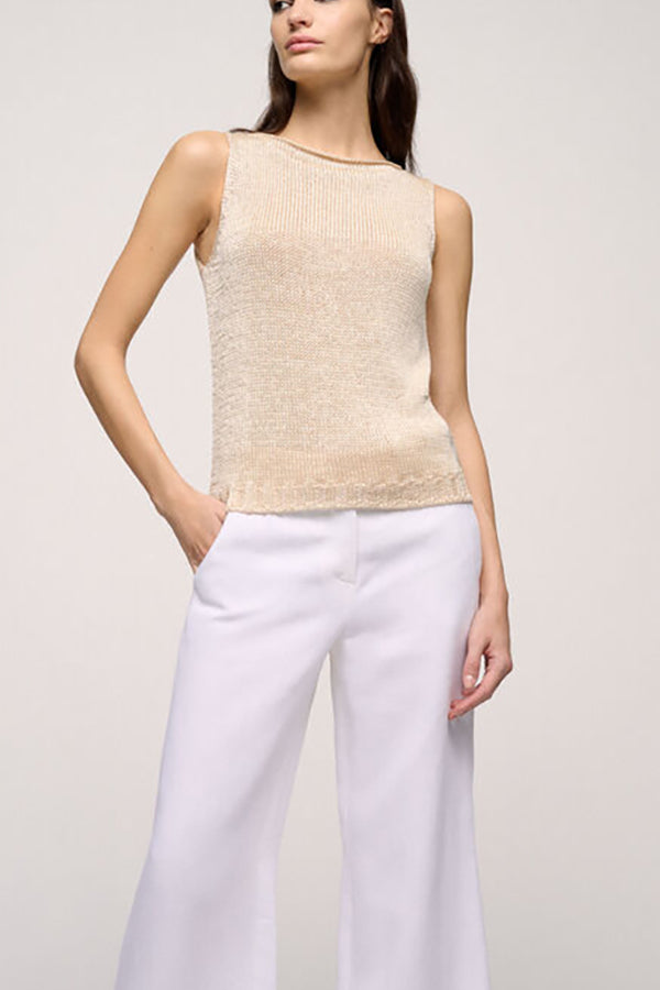 CARETTA BEIGE SLEEVELESS KNIT TOP