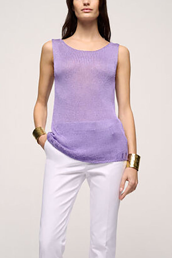 CARETTA PURPLE SLEEVELESS KNIT TOP