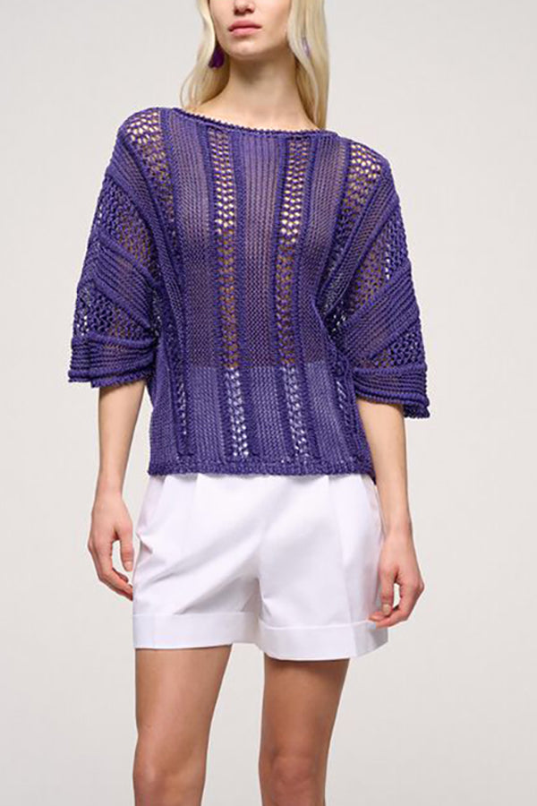 CERNIERA PURPLE PREFORATED KNIT PULLOVER