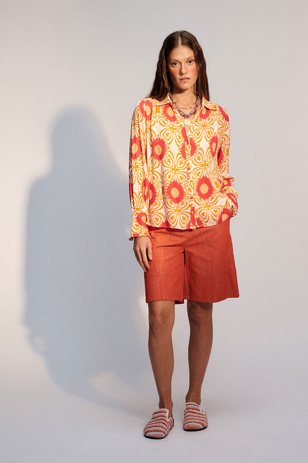 ALEJANDRA ORANGE PSYCHEDELIC PRINT SHIRT