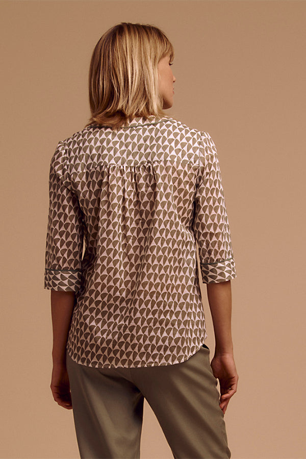 CHARLIE GEOMETRIC PRINT VOILE BLOUSE