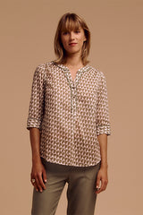 CHARLIE GEOMETRIC PRINT VOILE BLOUSE