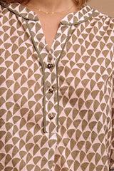 CHARLIE GEOMETRIC PRINT VOILE BLOUSE