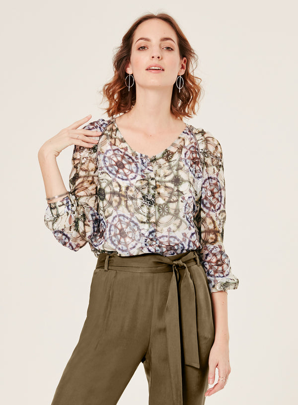 ZENA PRINTED V NECK SHIRT