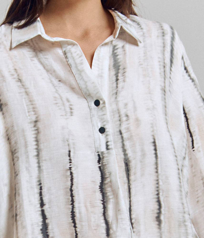 CHINY LINEN TIE-DYE PRINT SHIRT