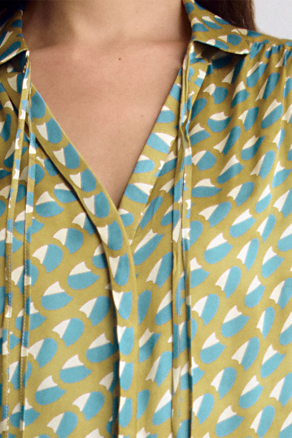 CLUBBING SMOCK CUFF PRINTED SHIRT