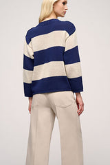 COLLA BLUE LUREX STRIPED PULLOVER