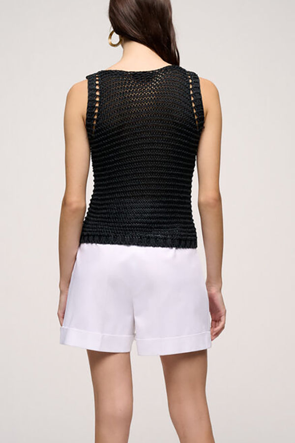 COLLARE BLACK BOATNECK KNIT TOP