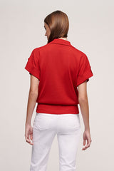 CONCETTA KNIT POLO STYLE LINEN TOP