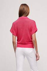 CONCETTA KNIT POLO STYLE LINEN TOP