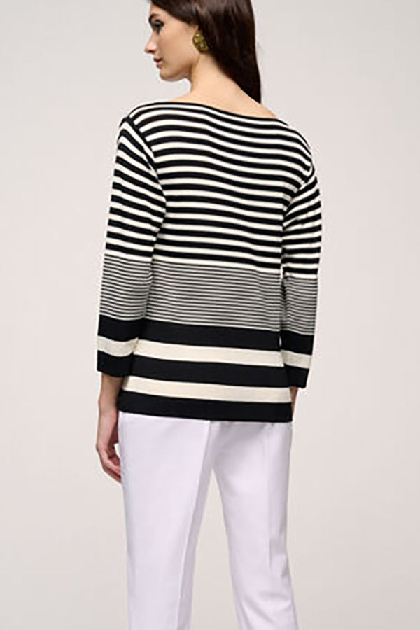 CORAZZA BLACK STRIPED BOATNECK PULLOVER