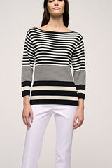 CORAZZA BLACK STRIPED BOATNECK PULLOVER