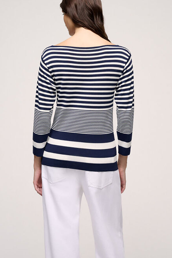 CORAZZA BLUE STRIPED BOATNECK PULLOVER