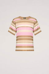 CRESTATA PINK LUREX STRIPED KNIT TOP