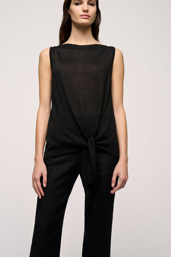 CUBICO BLACK BOATNECK DRAPED TOP