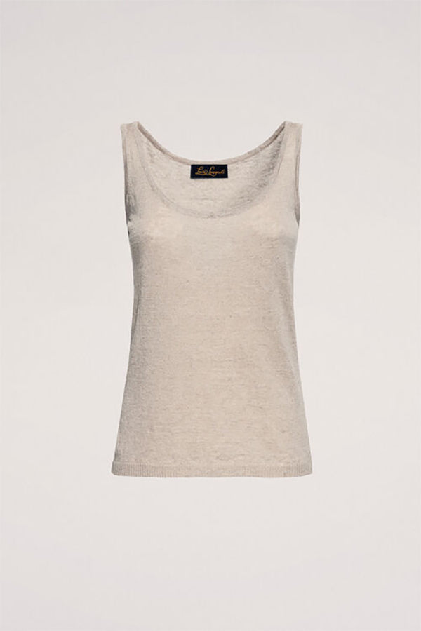 CUNICOLO B BEIGE LINEN-BLEND TANK TOP