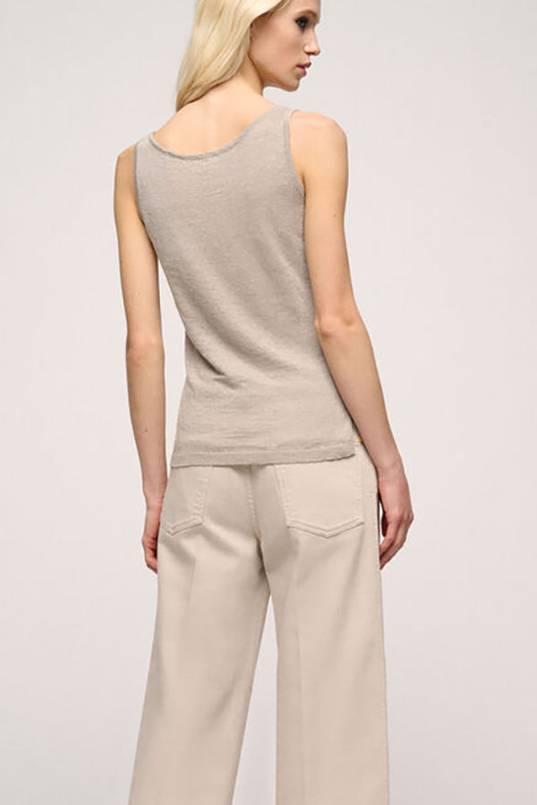 CUNICOLO B BEIGE LINEN-BLEND TANK TOP