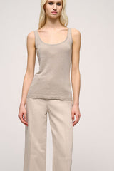 CUNICOLO B BEIGE LINEN-BLEND TANK TOP