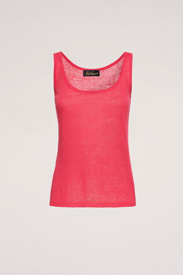 CUNICOLO B FUCHIA LINEN-BLEND TANK TOP