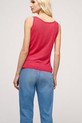 CUNICOLO B FUCHIA LINEN-BLEND TANK TOP