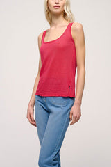 CUNICOLO B FUCHIA LINEN-BLEND TANK TOP