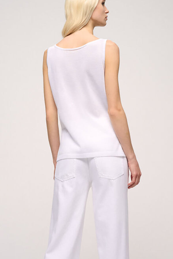 CUNICOLO B WHITE LINEN-BLEND TANK TOP