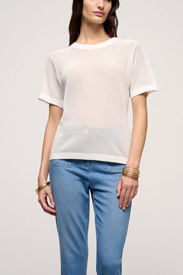 CURRICULUM CREAM PERFORATED KNIT TOP