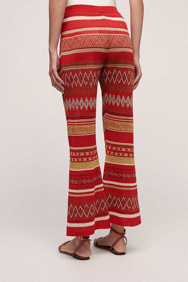 COCCHIERE FOLK PATTERN FLARED TROUSERS