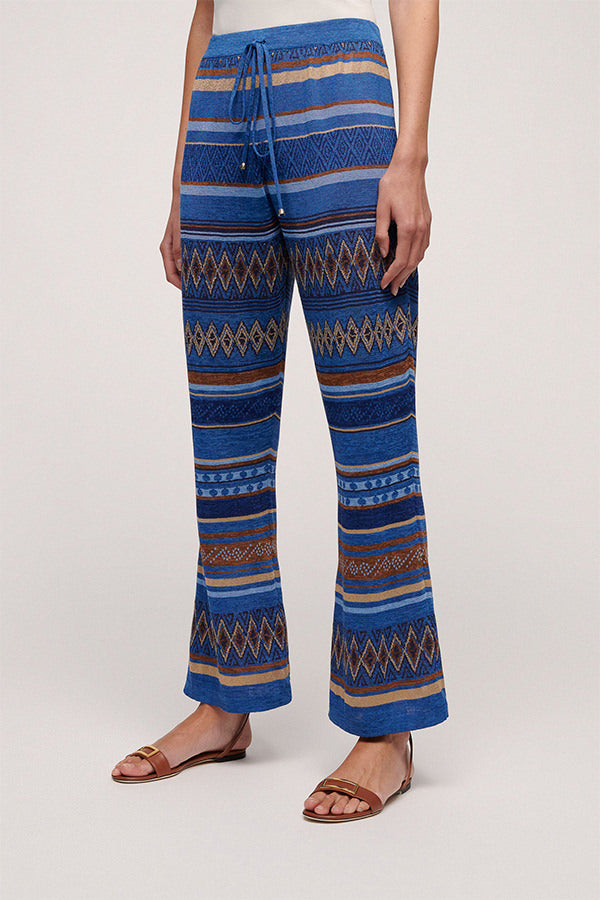 COCCHIERE FOLK PATTERN FLARED TROUSERS