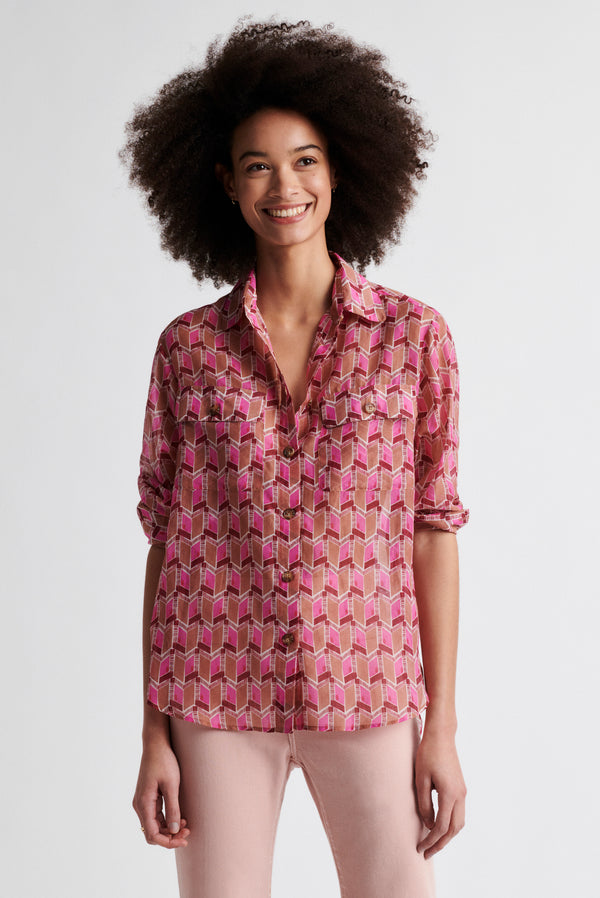 NAIS PRINTED COTTON AND SILK SHIRT