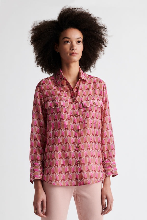 NAIS PRINTED COTTON AND SILK SHIRT