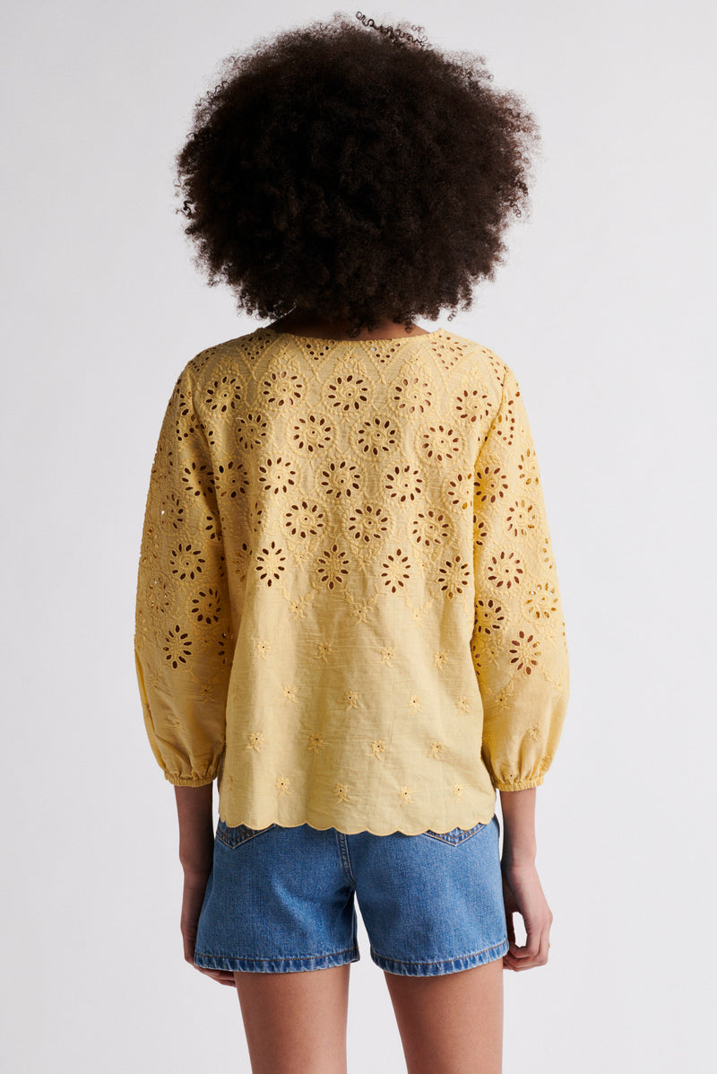 NESSIE COTTON BLOUSE WITH ENGLISH LACE