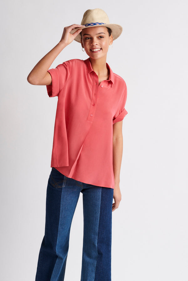 NADEGE SHORT SLEEVE SILK SHIRT