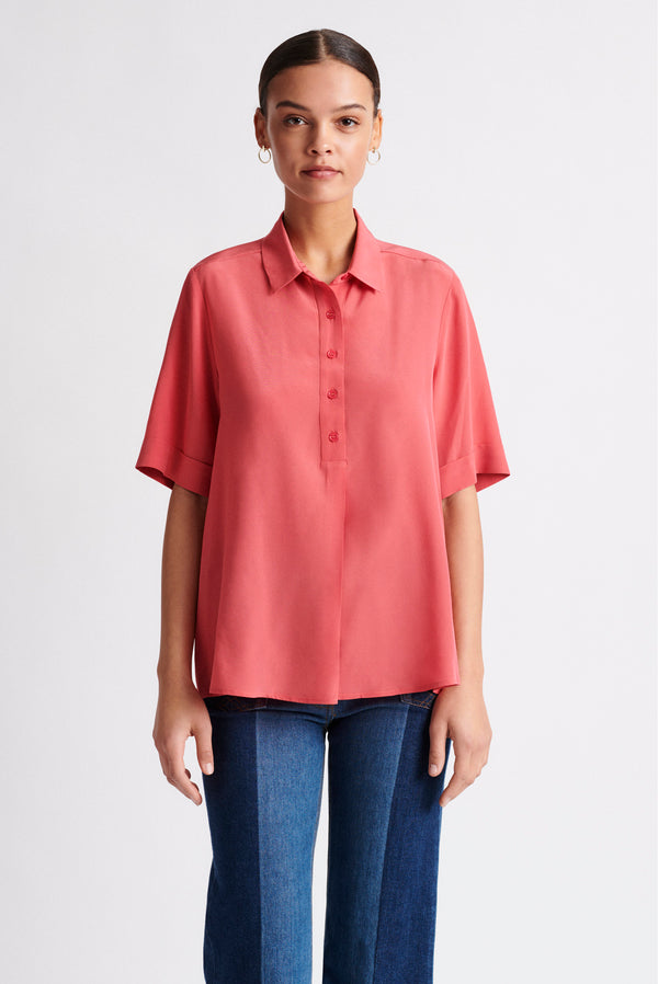 NADEGE SHORT SLEEVE SILK SHIRT