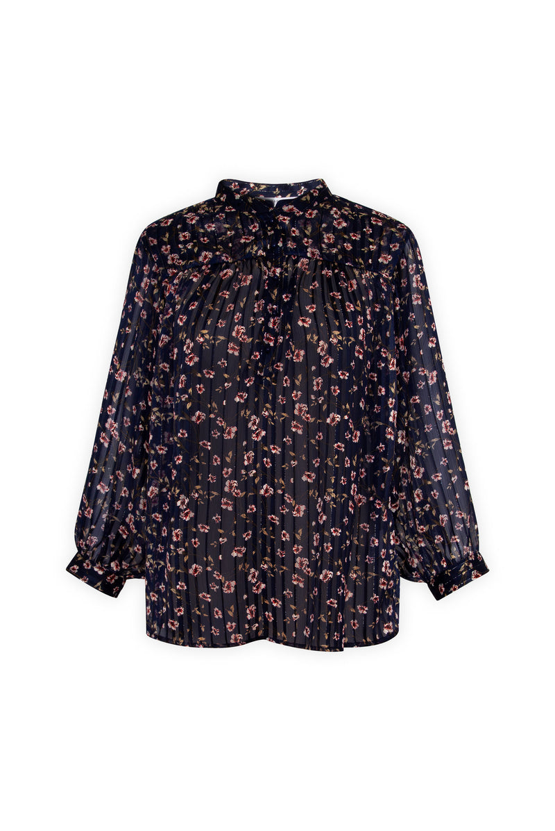 NILLA PRINTED MUSLIN-STYLE BLOUSE WITH LUREX