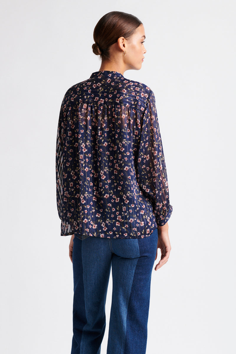 NILLA PRINTED MUSLIN-STYLE BLOUSE WITH LUREX