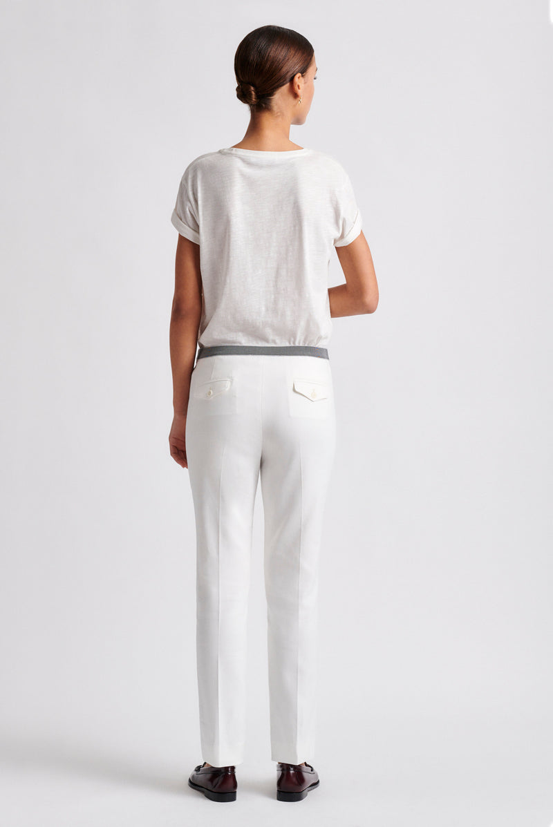 MARZIA STRAIGHT-LEG STRETCH COTTON PANTS