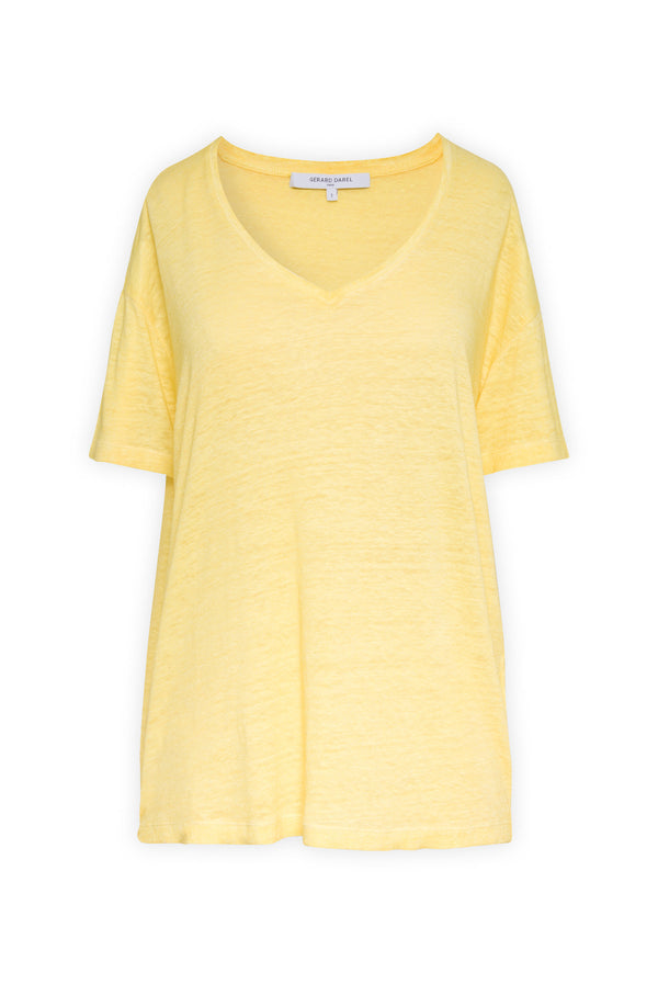 JANELA LINEN V-NECK T-SHIRT