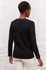 AMBRE LONG SLEEVE STRASS-TRIM T-SHIRT