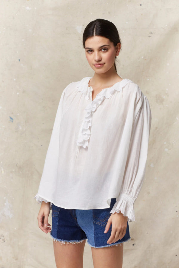 CELESTINE SCALLOPED TRIM BLOUSE